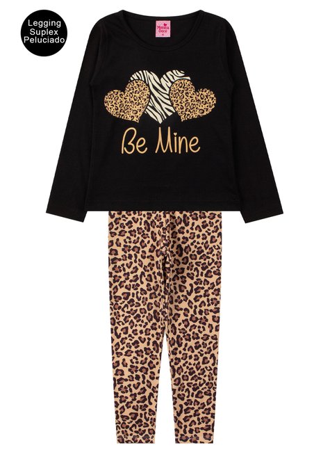 conjunto infantil feminino meia malhasuplex sublimado peluciado be mine menina doce 6
