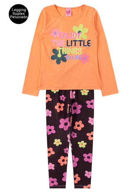 conjunto infantil feminino meia malhasuplex sublimado peluciado flowers menina doce 6