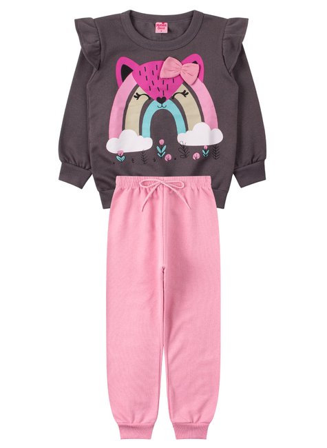 conjunto infantil feminino moletom peluciado fofura menina doce 6