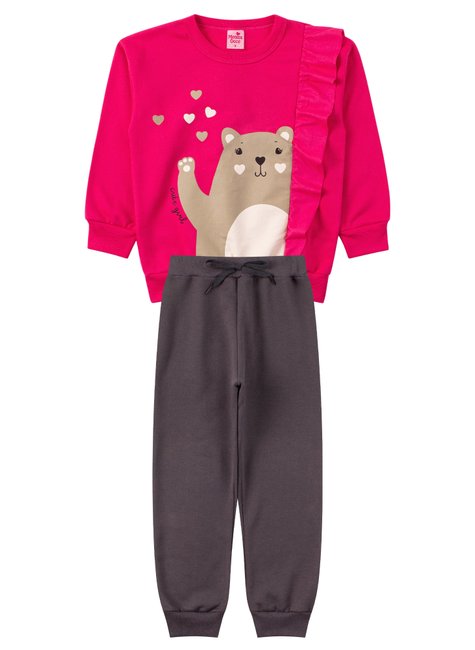 conjunto infantil feminino moletom peluciado cute girl menina doce 6