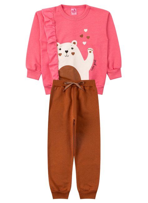 conjunto infantil feminino moletom peluciado cute girl menina doce 11