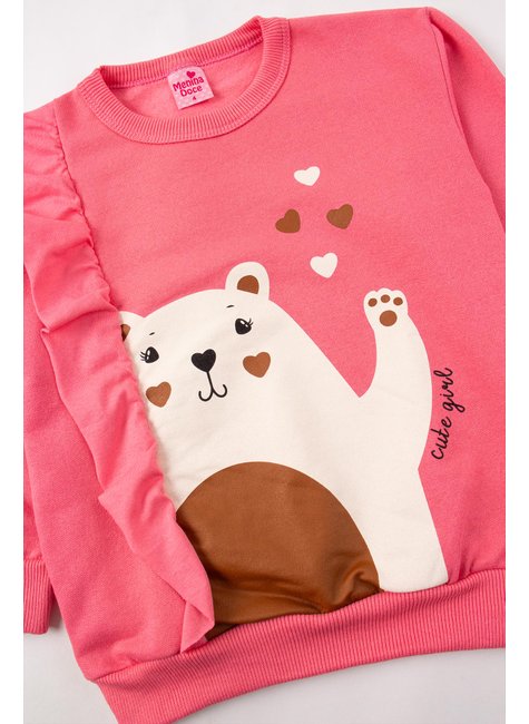 conjunto infantil feminino moletom peluciado cute girl menina doce 14