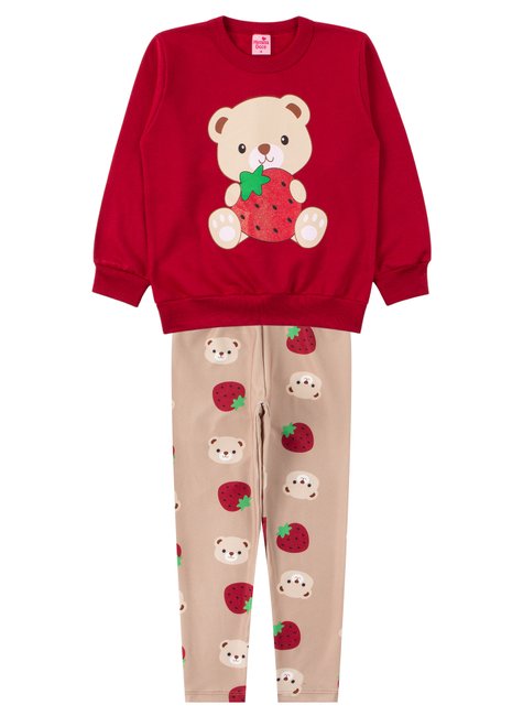 conjunto infantil feminino moletom peluciadosuplex sublimado bear menina doce