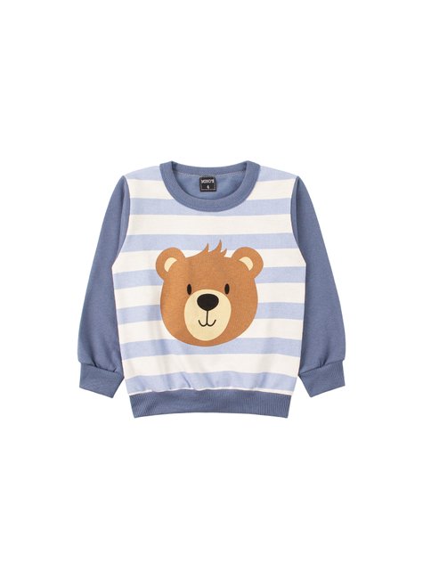 conjunto infantil masculino moletom peluciado urso mino s 12
