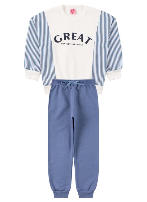 conjunto infantil feminino moletom peluciado great menina doce