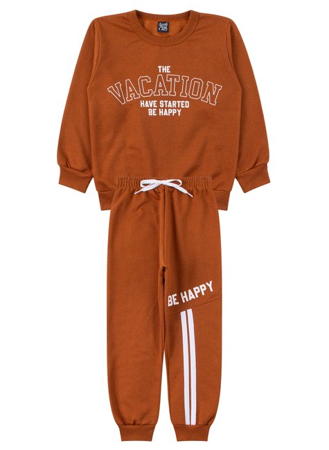conjunto infantil masculino moletom peluciado be happy good boy