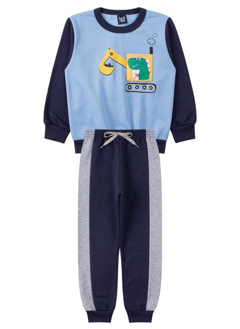 conjunto infantil masculino moletom peluciado dino good boy 11