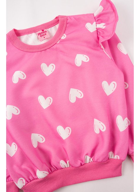 conjunto infantil feminino moletom sublimado peluciado hearts menina doce 4