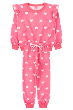 Conjunto Infantil Feminino Moletom Sublimado Peluciado Corações - Menina Doce
