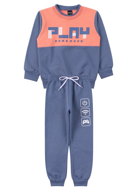 conjunto infantil masculino moletom peluciado play mino s 11