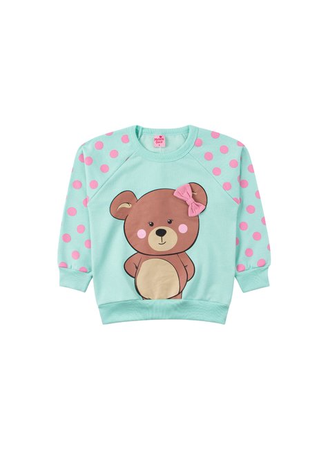 conjunto infantil feminino moletom peluciado ursinha menina doce 2