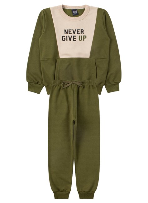 conjunto infantil masculino moletom peluciado never give up good boy 11