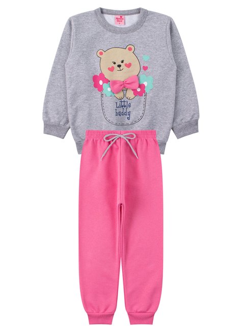 conjunto infantil feminino moletom peluciado little buddy menina doce