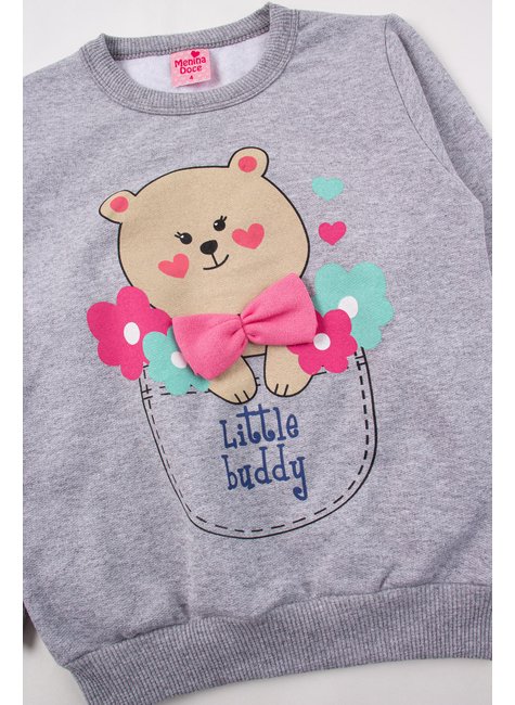 conjunto infantil feminino moletom peluciado little buddy menina doce 4