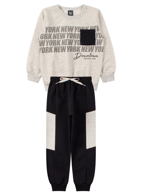 conjunto infantil masculino moletom peluciado new york good boy