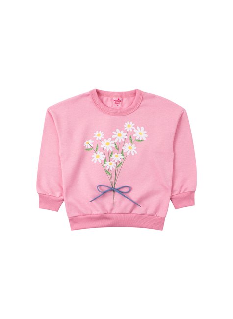 Conjunto Infantil Feminino Moletom Peluciado Flores Menina Doce