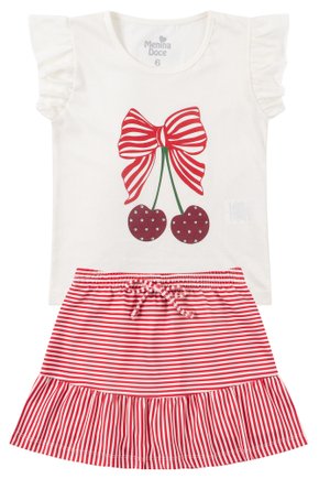 Conjunto Infantil Feminino Meia Malha/Suplex Sublimado Cherry - Menina Doce
