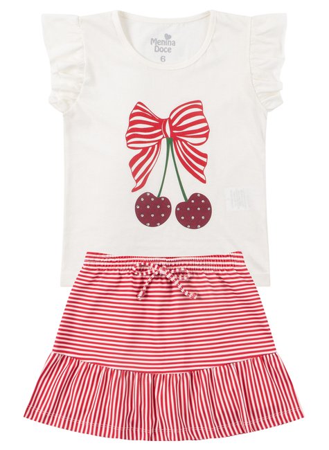 conjunto infantil feminino meia malhasuplex sublimado cherry menina doce