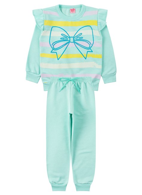 conjunto infantil feminino moletom peluciado laco menina doce