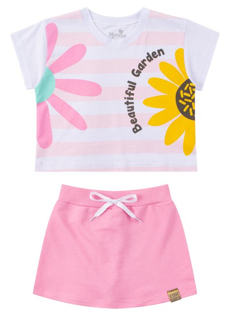 conjunto infantil feminino meia malhamoletinho beautiful garden menina doce