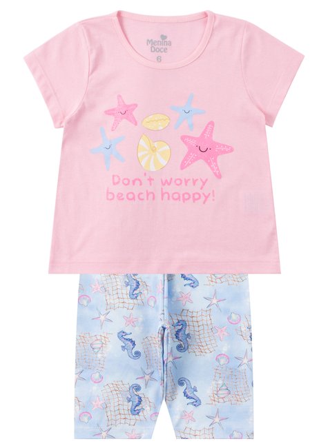 conjunto infantil feminino meia malhasuplex sublimado beach happy menina doce 6