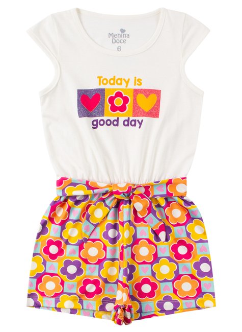 macacao infantil feminino meia malhasuplex sublimado flowers menina doce