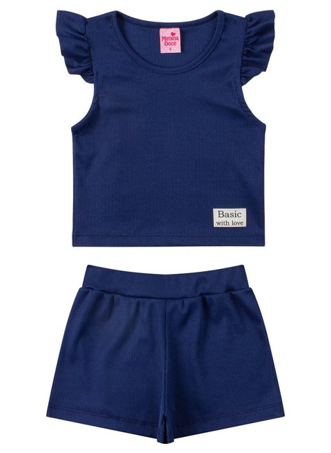 conjunto infantil feminino ribana canelada pretty menina doce