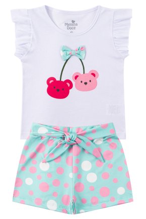 Conjunto Infantil Feminino Meia Malha/Suplex Sublimado Charme - Menina Doce