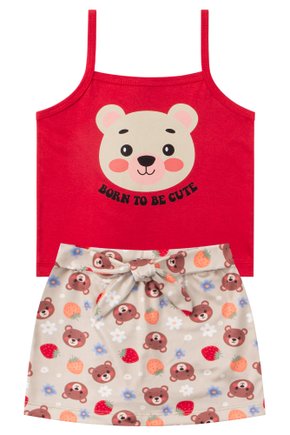 Conjunto Infantil Feminino Meia Malha/Suplex Sublimado Bear - Menina Doce