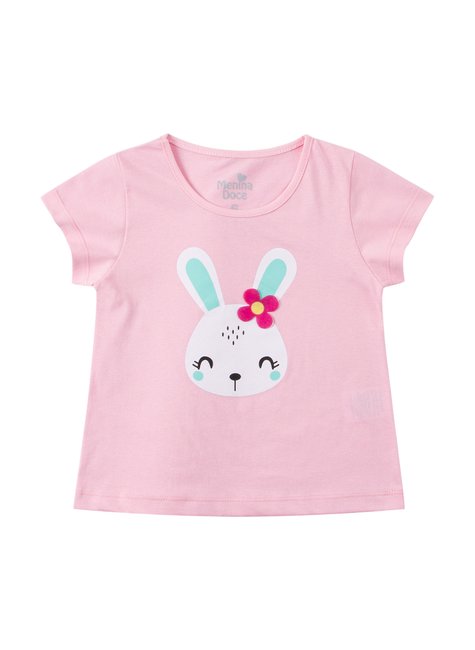 conjunto infantil feminino meia malhasuplex sublimado rabbit menina doce 2