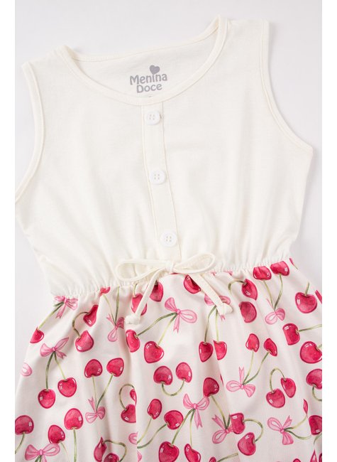 vestido infantil feminino meia malhasuplex sublimado cherry menina doce 2