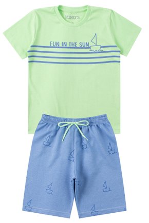 Conjunto Infantil Masculino Meia Malha/Moletinho Summer - Mino's