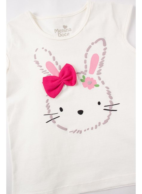 conjunto infantil feminino meia malhamoletinho rabbit menina doce 4