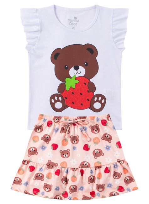 conjunto infantil feminino meia malhasuplex sublimado bear menina doce