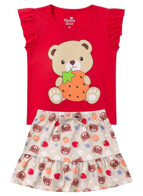 conjunto infantil feminino meia malhasuplex sublimado bear menina doce 6