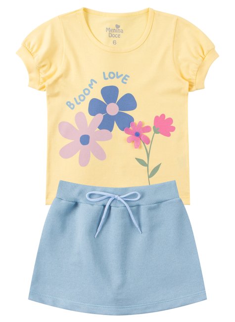 conjunto infantil feminino meia malhamoletinho bloom love menina doce