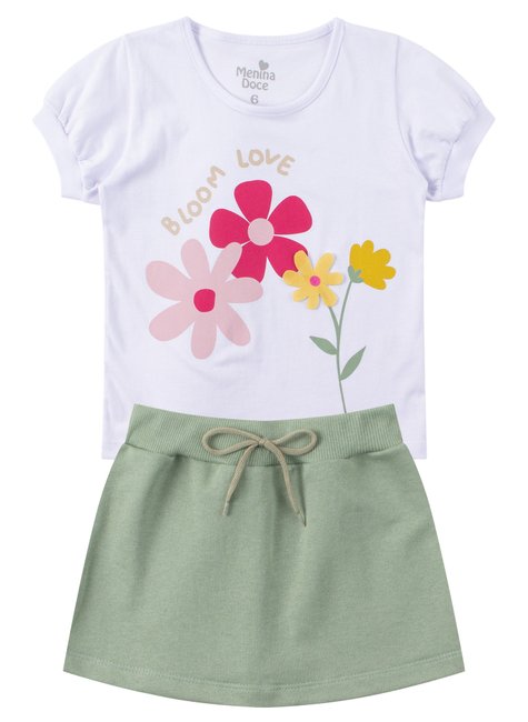 conjunto infantil feminino meia malhamoletinho bloom love menina doce 6