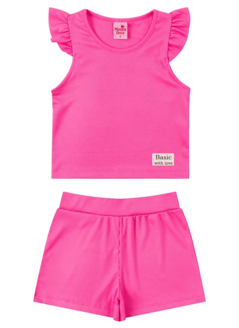 conjunto infantil feminino ribana canelada pretty menina doce