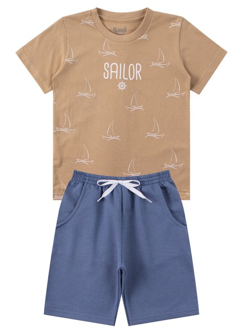 conjunto infantil masculino meia malhamoletinho sailor good boy