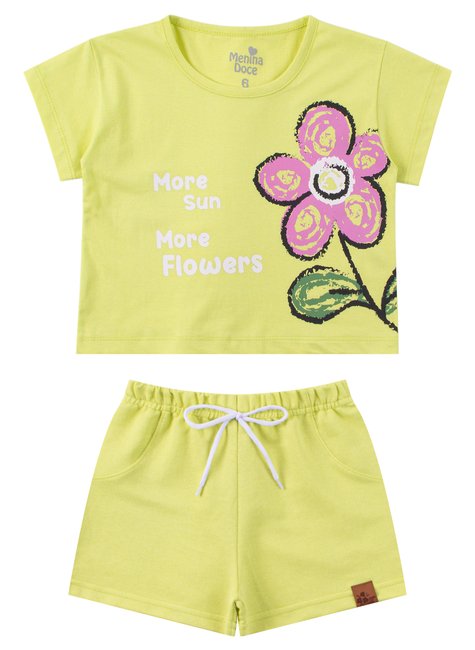 conjunto infantil feminino meia malhamoletinho flower menina doce