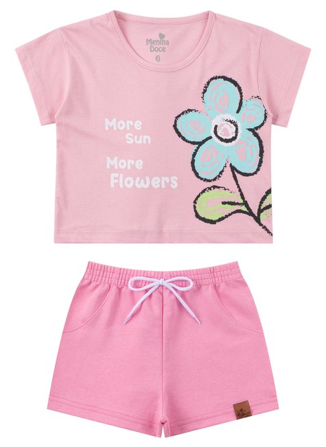 conjunto infantil feminino meia malhamoletinho flower menina doce 11