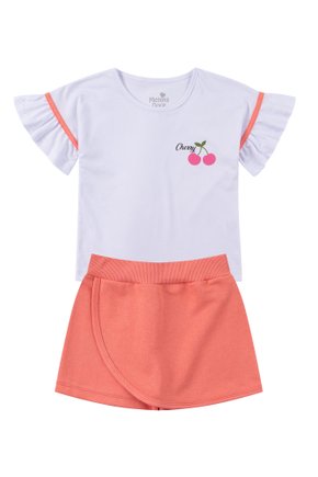 Conjunto Infantil Feminino Meia Malha/Moletinho Cherry - Menina Doce