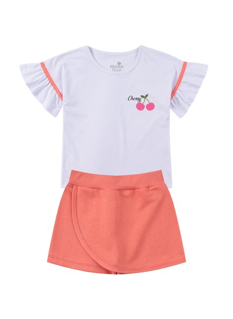 conjunto infantil feminino meia malhamoletinho cherry menina doce