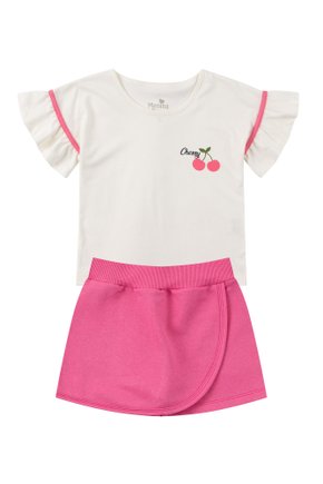 Conjunto Infantil Feminino Meia Malha/Moletinho Cherry - Menina Doce