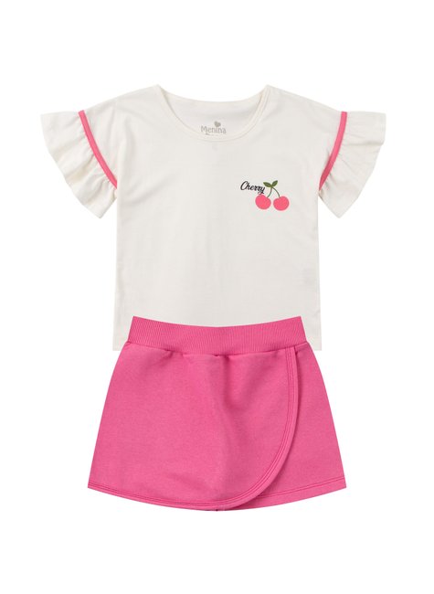 conjunto infantil feminino meia malhamoletinho cherry menina doce 11