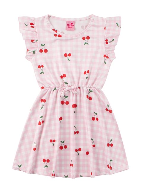 vestido infantil feminino suplex sublimado cherry menina doce