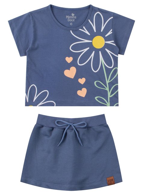 conjunto infantil feminino meia malhamoletinho flor menina doce