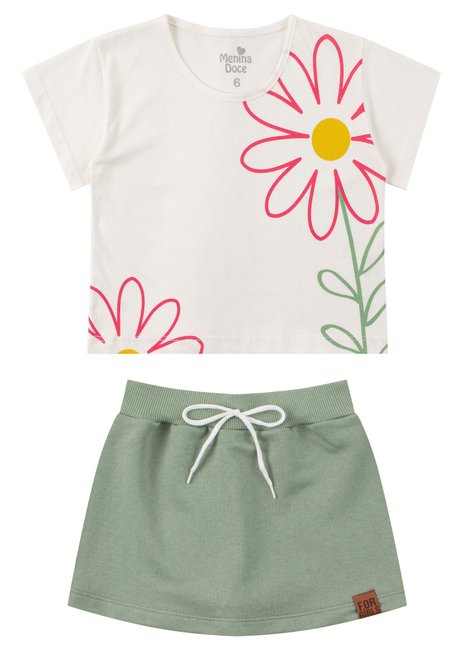 conjunto infantil feminino meia malhamoletinho flor menina doce 6