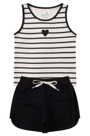 Conjunto Infantil Feminino Meia Malha/Moletinho Heart - Menina Doce