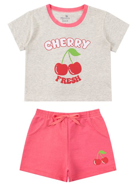 conjunto infantil feminino meia malhamoletinho cherry menina doce